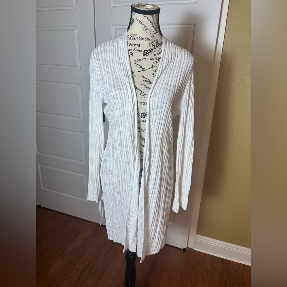 Eileen Fisher linen open white cardigan